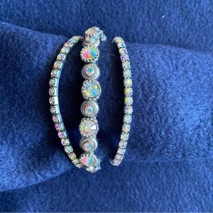 Vintage Bracelets Set of 3 Rhinestone Stretch